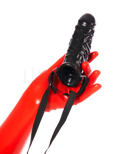 (Bild für) Latex-Penishülle zum Umschnallen mit fester Spitze - Strap-On