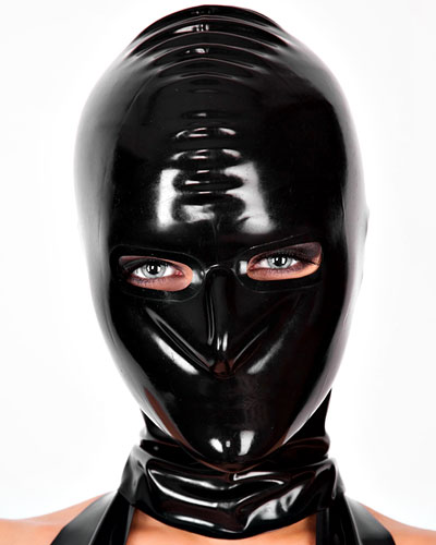 (Bild für) Haube aus Latex mit verstärkten Augenöffnungen und Zipper