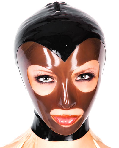 (Bild für) Latexhaube für Damen mit eingearbeiteter Gesichtsmaske und RV