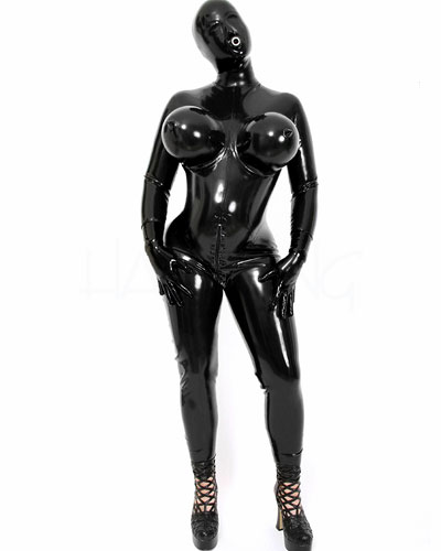 Inflatable Torpedo Tits Glued Latex Catsuit for Ladies