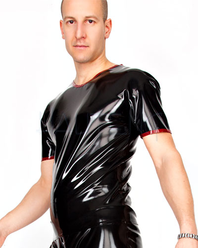 (Bild für) T-Shirt aus geklebtem Latex mit Kontrasträndern