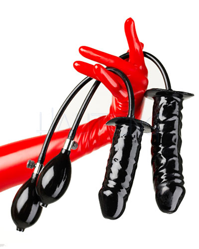 (Bild für) Aufpumpbarer Latexdildo in 2 Größen - optional mit festem Kern