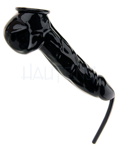 Anatomische Penis-Hodenhülle aus 0,4 mm Latex mit Schlauch