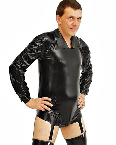 (Bild für) Anatomischer Latex-Hemdbody mit Strapsen - auch mit Analdildo