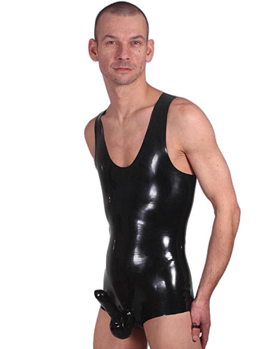 (Bild für) Anatomischer Latexbody mit Penis-Hodenhülle und Analdildo