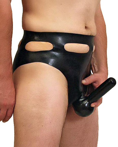 (Bild für) Anatomischer Latexslip mit Penis-Hodenhülle