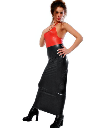 (Bild für) Langer enger anatomischer Latexrock - auch mit Gehschlitz