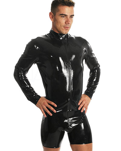 (Bild für) Enge Jacke aus geklebtem schwarzem Latex mit Reißverschluß