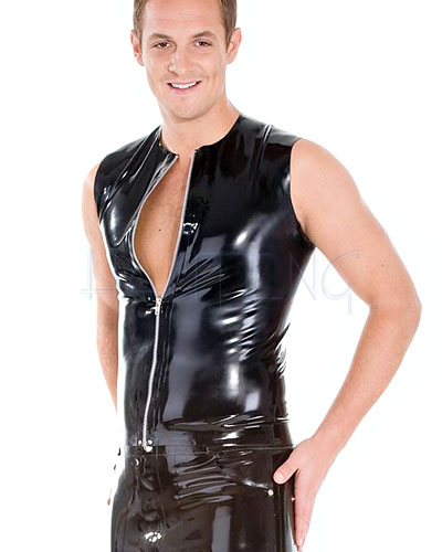 (Bild für) Shirt aus geklebtem schwarzem Latex mit Front-Zipper