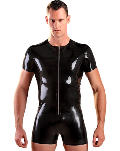 (Bild für) T-Shirt aus geklebtem schwarzem Latex mit Front-Zipper