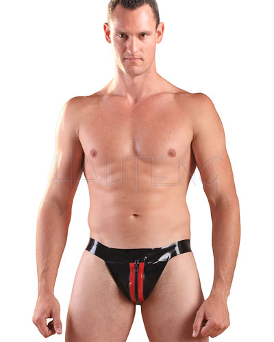 (Bild für) Jockstrap aus geklebtem schwarzem und rotem Latex mit RV
