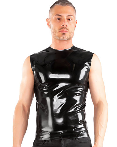 (Bild für) Ärmelloses Shirt aus geklebtem schwarzem Latex