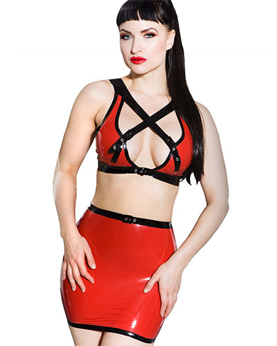 (Bild für) Candy Apple Minirock aus rotem und schwarzem Latex