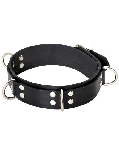 (Bild für) Bondagehalsband aus dickem Gummi mit 4 D-Ringen