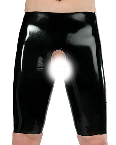 (Bild für) Anatomische Fetisso Latexbermuda mit Öffnung für Penis und Hoden