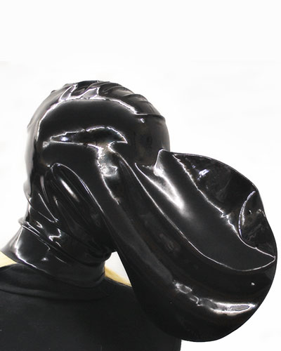(Bild für) Atemkontrollhaube aus Latex mit großem Atembeutel und Zipper