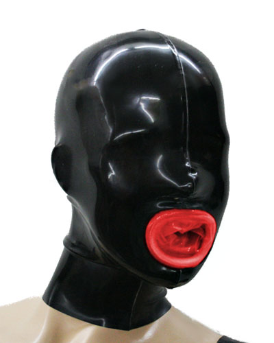 (Bild für) Blowjob-Maske aus geklebtem Latex mit rotem Innenkondom und RV