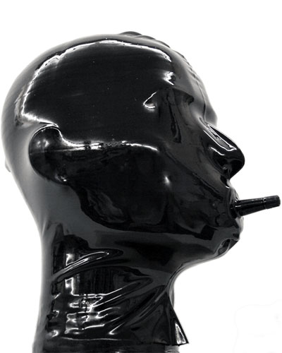 (Bild für) Haube aus geklebtem Latex mit aufpumpbarem Knebel und Optionen