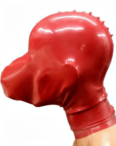 (Bild für) Atemkontrollhaube aus Latex mit mittelgroßem Atembeutel