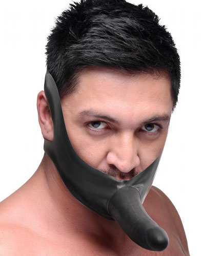 (Bild für) FACE FUK Kinndildo aus schwarzem Latex mit Strap-On
