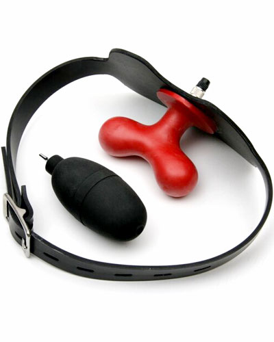 (Bild für) Aufblasbarer Butterflyknebel mit Heavy Rubber Strap-On + Ventil
