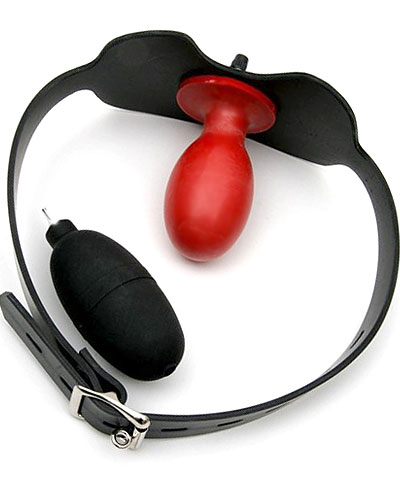 (Bild für) Aufblasbarer Birnenknebel mit Heavy Rubber Strap-On + Ventil