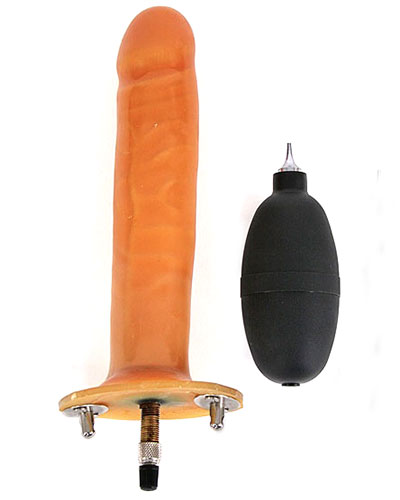 (Bild für) Aufblasbarer Latexdildo mit Ventil für abschließb. Gurte - 38 mm