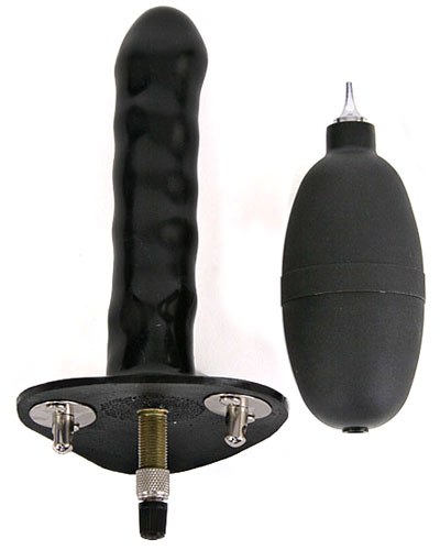 (Bild für) Aufblasbarer Latexdildo mit Ventil für abschließb. Gurte - 26 mm