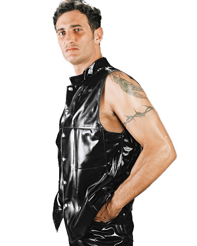 (Bild für) Herrenweste aus genähtem Latex mit 2 Taschen und Knopfverschluß