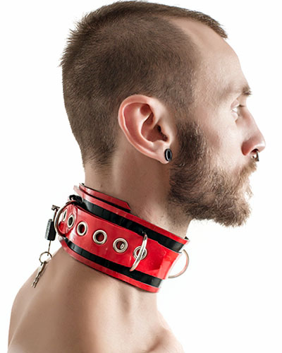(Bild für) Abschließbares Halsband aus dickem Latex - in mehreren Farben