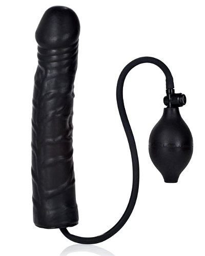 (Bild für) Aufpumpbarer Dildo aus Latex - 24 cm - schwarz