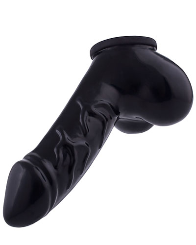 (Bild für) DANNY anatomische Latex-Penishülle mit Hodenbeutel - schwarz