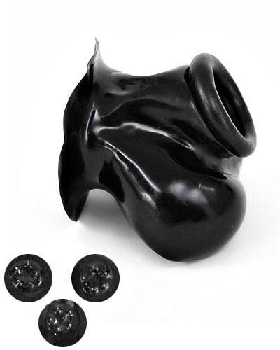 (Bild für) Anatomisches Latex-Hodenkondom mit Innendornen und Cockring