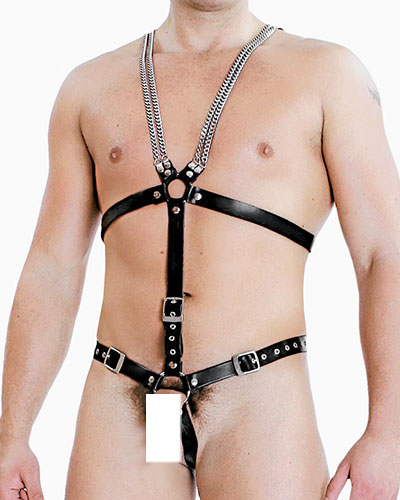 (Bild für) Harnessbody aus festen Lederriemen mit Cockring