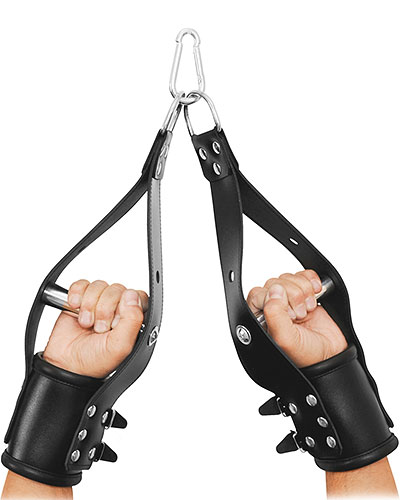 (image for) Leather Hanging Arm Restraints with Aluminium Handle