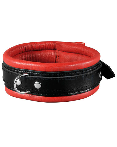 (Bild für) Bondagehalsband aus gefüttertem Leder mit D-Ring - 5 cm breit