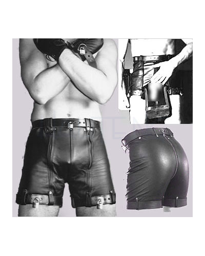 (Bild für) Bondage-Shorts aus schwarzem Leder