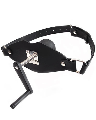 (Bild für) CRANK perfider Ballknebel mit Kurbel und Strap-On aus Leder