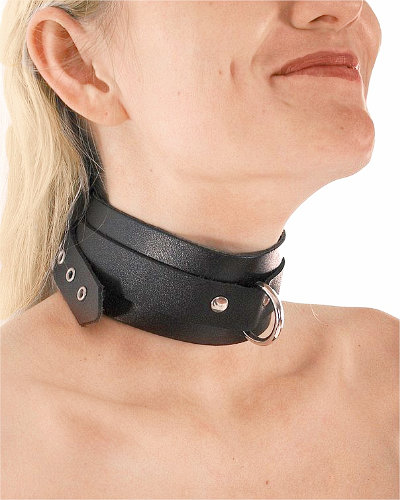 (Bild für) Halsband aus festem Leder mit D-Ring