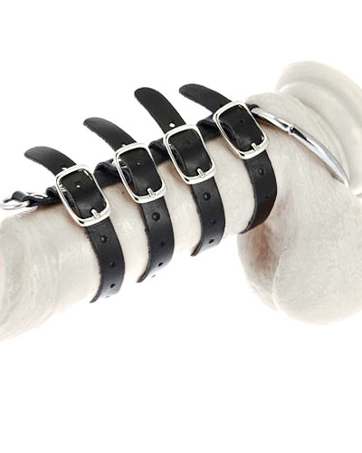(Bild für) Penisbondage aus Leder mit Metallring
