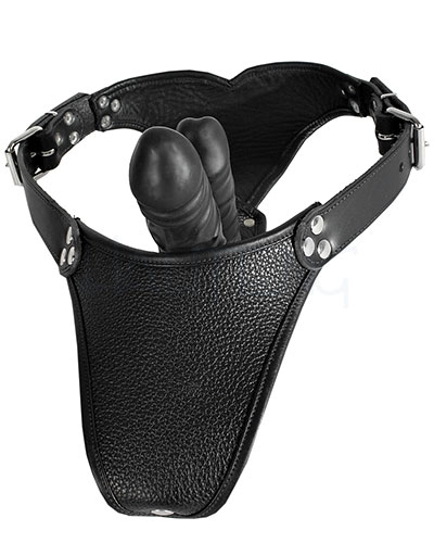 (Bild für) Lederslip mit 2 Innendildos - Dildoslip