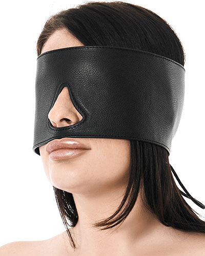 (Bild für) Augenmaske aus schwarzem Leder mit Schnürung am Hinterkopf