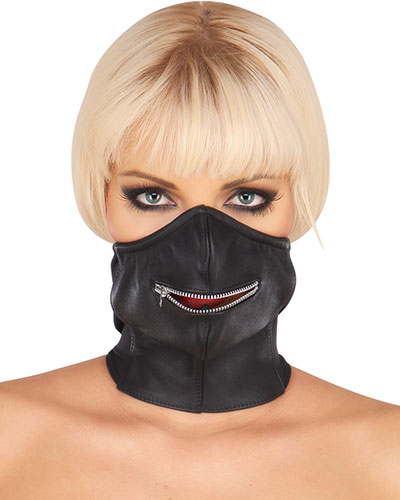 (Bild für) Leder-Mundmaske mit Reißverschluß