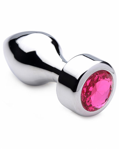 (Bild für) Analplug aus Aluminium mit hot-pink Schmuckstein - Medium