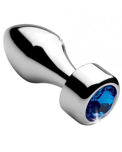 (Bild für) Analplug aus Aluminium mit blauem Schmuckstein - 3 Größen