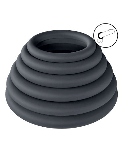 (Bild für) Cockring-Set aus schwarzem Silikon - 6 Ringe