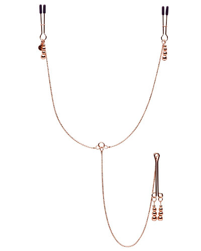 (Bild für) ALL SENSATION goldfarbene Nippel- und Klitorisklemme mit Kette