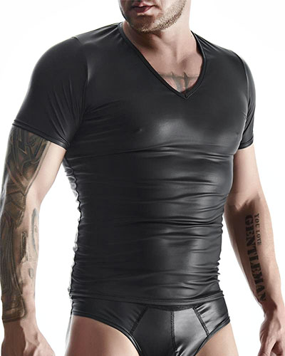 (Bild für) Klassisches T-Shirt aus mattem Wetlook von Regnes Fetish Planet