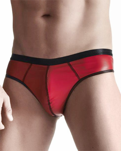 (Bild für) Herrenslip aus rotem mattem Wetlook im Brazilian-Stil