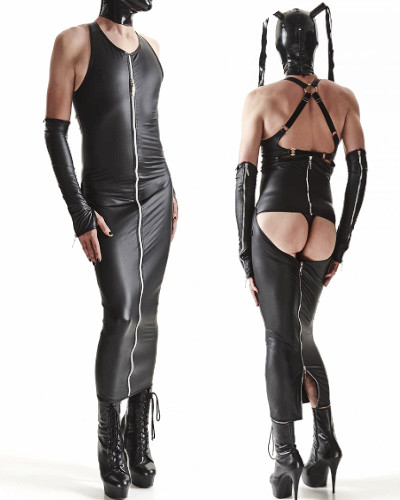 (Bild für) Crossdresser langes Wetlook-Kleid von Regnes Fetish Planet